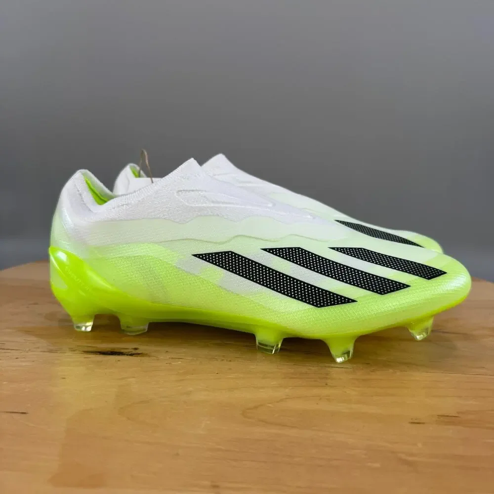 Mens 6 / Womens 7 - Adidas X Crazyfast.1 Laceless FG Soccer Cleats White Green